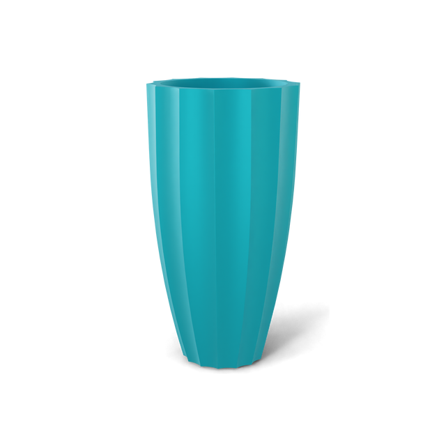 San Jose tall fluted fiberglass planter in Satin Seafoam Green, 16 × 30 in, studio render