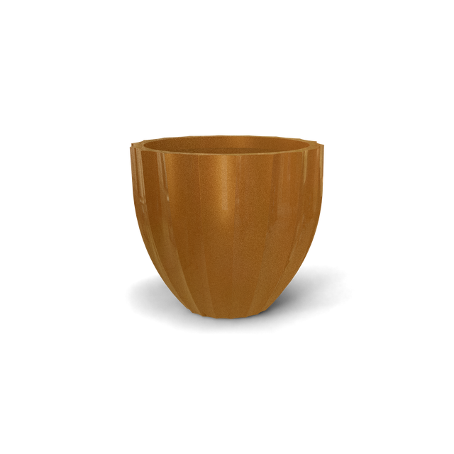 Santa Barbara Fluted Round Planter in Metallic Bronze