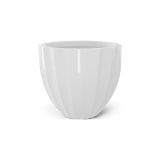Santa Barbara fluted round fiberglass planter in Gloss Bright White