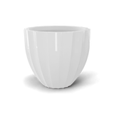 Santa barbara fluted round fiberglass planter in Gloss Bright White, D 23 in × 20.3 in, studio render