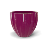 Santa barbara fluted round fiberglass planter in Gloss Eggplant, D 23 in × 20.3 in, studio render