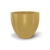 Santa barbara fluted round fiberglass planter in Gloss Metallic Gold, D 23 in × 20.3 in, studio render