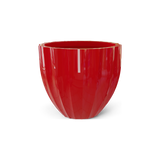 Santa Barbara fluted round fiberglass planter in Gloss Red