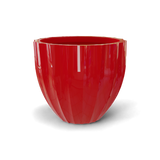 Santa barbara fluted round fiberglass planter in Gloss Red, D 23 in × 20.3 in, studio render