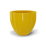 Santa barbara fluted round fiberglass planter in Gloss Saffron, D 23 in × 20.3 in, studio render