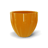 Santa barbara fluted round fiberglass planter in Gloss Tangerine, D 23 in × 20.3 in, studio render