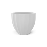 Santa Barbara fluted round fiberglass planter in Matte Bright White