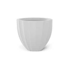 Santa Barbara fluted round fiberglass planter in Matte Bright White