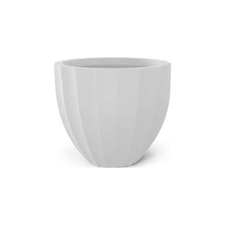 Santa Barbara fluted round fiberglass planter in Matte Bright White