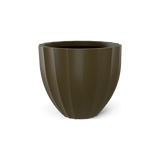 Santa Barbara fluted round fiberglass planter in Matte Bronze