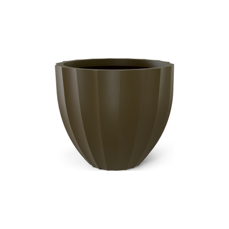 Santa Barbara fluted round fiberglass planter in Matte Bronze