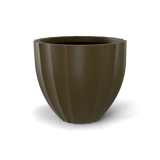 Santa barbara fluted round fiberglass planter in Matte Bronze, D 23 in × 20.3 in, studio render