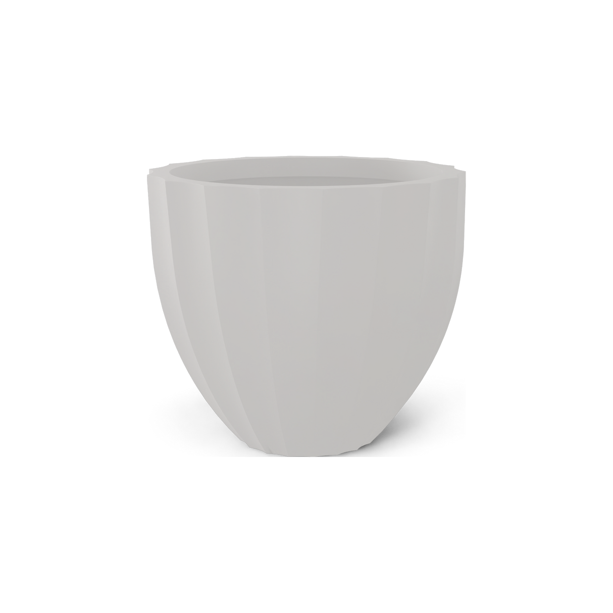 Santa Barbara fluted round fiberglass planter in Matte Cement Grey