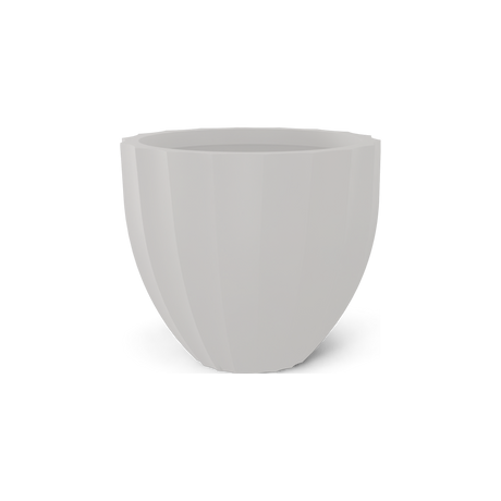 Santa Barbara fluted round fiberglass planter in Matte Cement Grey