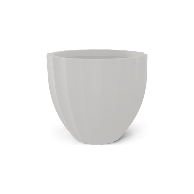 Santa Barbara fluted round fiberglass planter in Matte Cement Grey