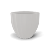 Santa barbara fluted round fiberglass planter in Matte Cement Grey, D 23 in × 20.3 in, studio render
