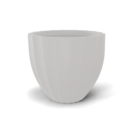 Santa barbara fluted round fiberglass planter in Matte Cement Grey, D 23 in × 20.3 in, studio render