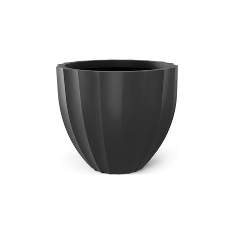 Santa Barbara fluted round fiberglass planter in Matte Charcoal