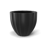 Santa barbara fluted round fiberglass planter in Matte Charcoal, D 23 in × 20.3 in, studio render