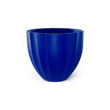 Santa Barbara fluted round fiberglass planter in Matte Cobalt Blue