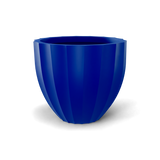 Santa barbara fluted round fiberglass planter in Matte Cobalt Blue, D 23 in × 20.3 in, studio render