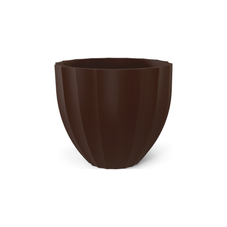 Santa Barbara fluted round fiberglass planter in Matte Dark Brown