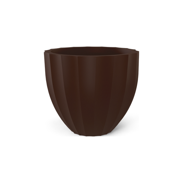 Santa Barbara fluted round fiberglass planter in Matte Dark Brown