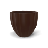 Santa barbara fluted round fiberglass planter in Matte Dark Brown, D 23 in × 20.3 in, studio render