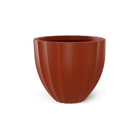 Santa Barbara fluted round fiberglass planter in Matte Terra Cotta