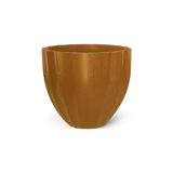 Santa Barbara fluted round fiberglass planter in Metallic Bronze