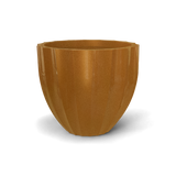 Santa barbara fluted round fiberglass planter in Metallic Bronze, D 23 in × 20.3 in, studio render