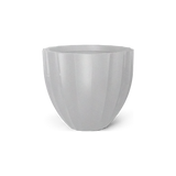 Santa Barbara fluted round fiberglass planter in Metallic Silver
