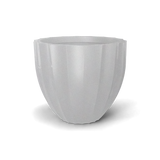 Santa barbara fluted round fiberglass planter in Metallic Silver, D 23 in × 20.3 in, studio render