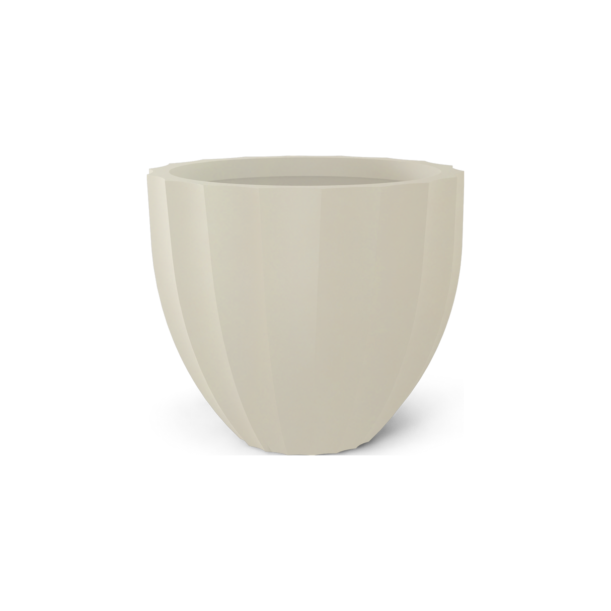 Santa Barbara fluted round fiberglass planter in Satin Beige