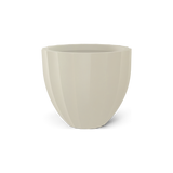 Santa Barbara fluted round fiberglass planter in Satin Beige