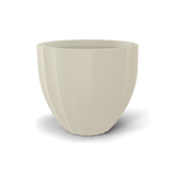 Santa barbara fluted round fiberglass planter in Satin Beige, D 23 in × 20.3 in, studio render