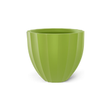 Santa Barbara fluted round fiberglass planter in Satin Green