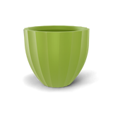 Santa barbara fluted round fiberglass planter in Satin Green, D 23 in × 20.3 in, studio render