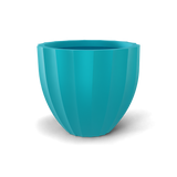 Santa barbara fluted round fiberglass planter in Satin Seafoam Green, D 23 in × 20.3 in, studio render