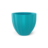 Santa Barbara fluted round fiberglass planter in Satin Seafoam Green