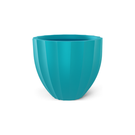 Santa Barbara fluted round fiberglass planter in Satin Seafoam Green