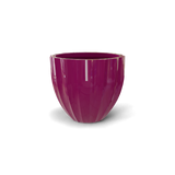 santa-barbara-fluted-round fiberglass planter, Gloss Eggplant finish