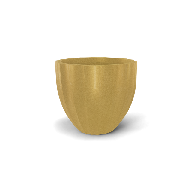 Santa Barbara Fluted Round Planter in Gloss Metallic Gold