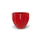 santa-barbara-fluted-round fiberglass planter, Gloss Red finish