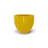 santa-barbara-fluted-round fiberglass planter, Gloss Saffron finish