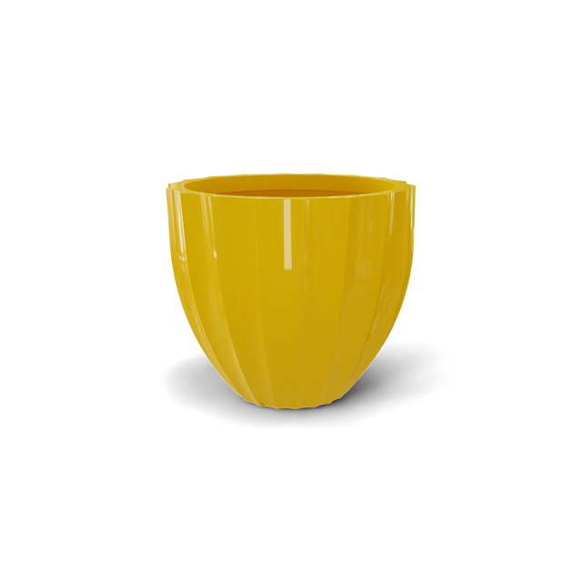 Santa Barbara Fluted Round Planter in Gloss Saffron