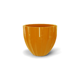 santa-barbara-fluted-round fiberglass planter, Gloss Tangerine finish