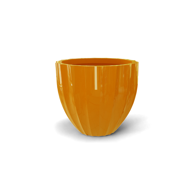 Santa Barbara Fluted Round Planter in Gloss Tangerine