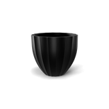 santa-barbara-fluted-round fiberglass planter, Matte Black finish