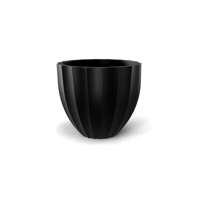 Santa Barbara Fluted Round Planter in Matte Black